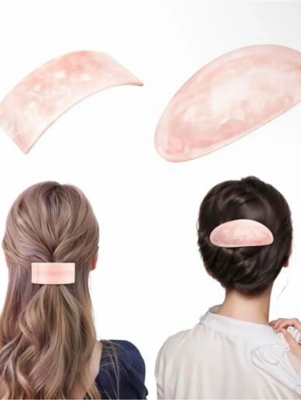 Pink Marbled Hair Clips - Set of 2